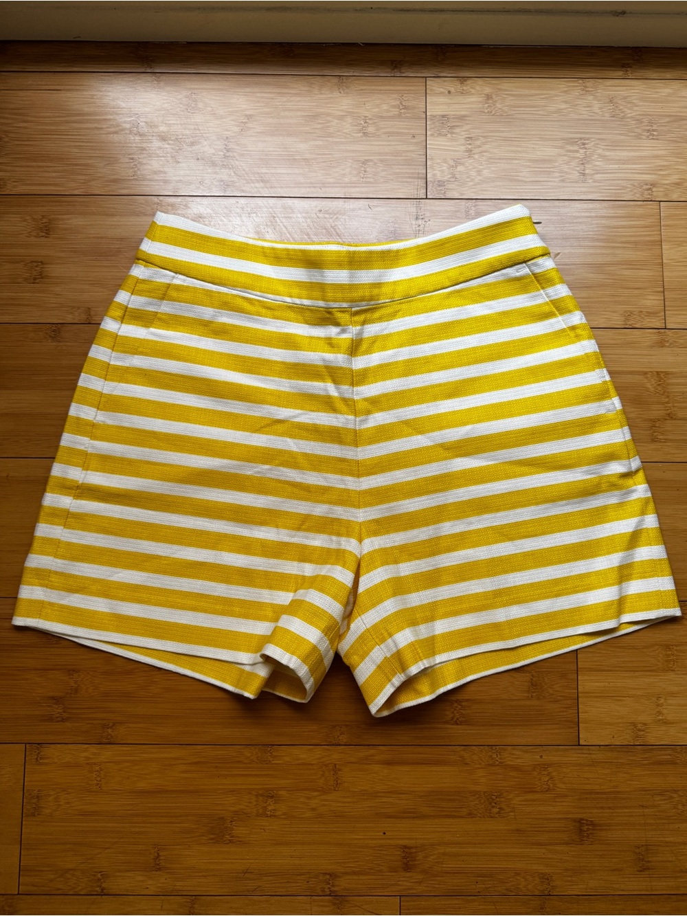 J.CREW yellow stripe cotton shorts